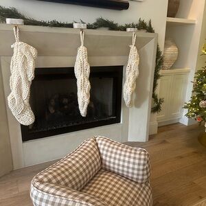3, 28 inch long woven ivory stockings from crate & barrel